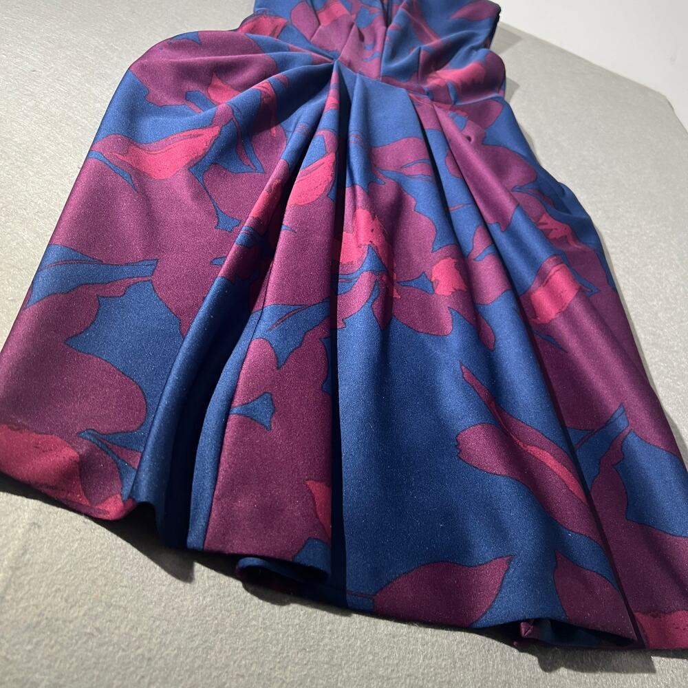 Donna Karan New York Floral Fit & Flare Dress Blue Magenta Size 8 - Picture 12 of 16